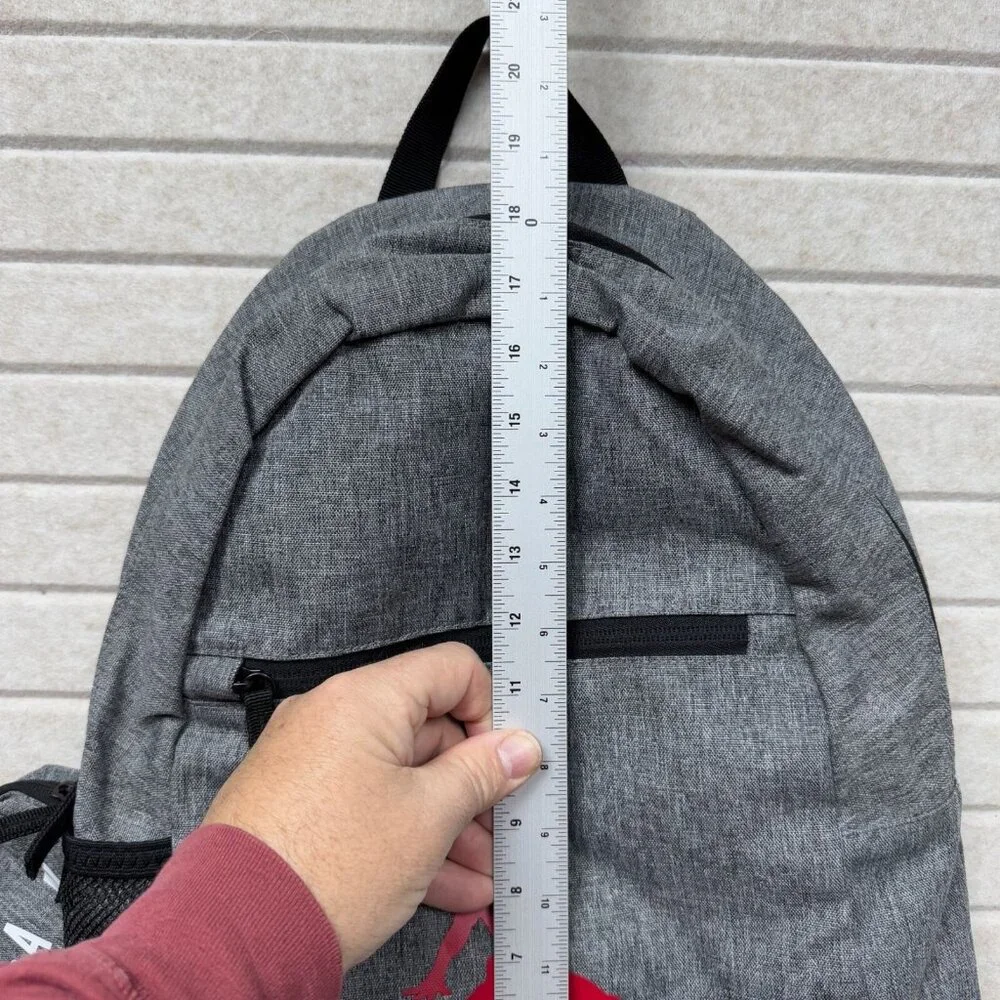 Air Jordan Backpack Adjustable Straps Detachable Pencil Pouch Gray Red